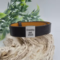 Personalized Brown Pleather Bracelet & Square Slider