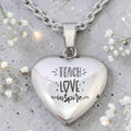 Stainless Steel Teacher Heart Locket and Chain