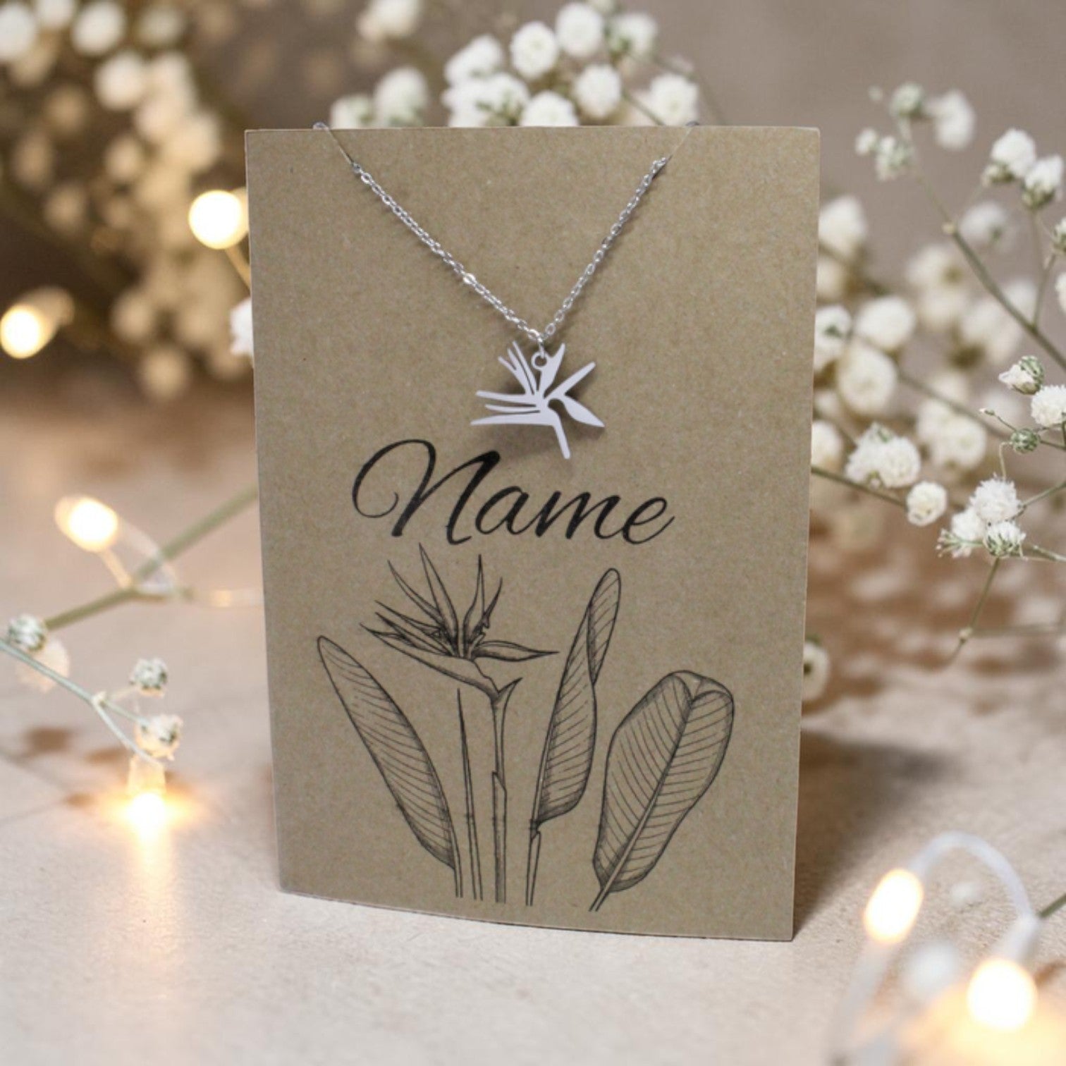 Strelitzia Pendant & Chain - Card 194 (click to personalize card)
