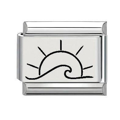 9mm Laser Italian Charm - Wave