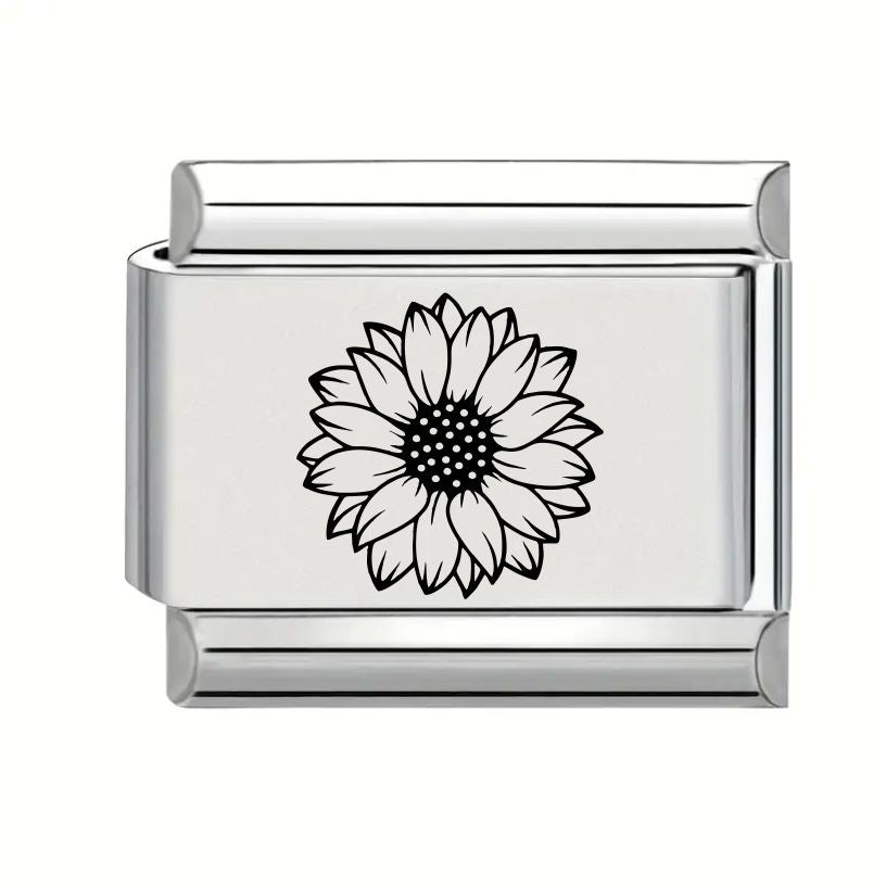 9mm Laser Engraved Charm - Flower 1