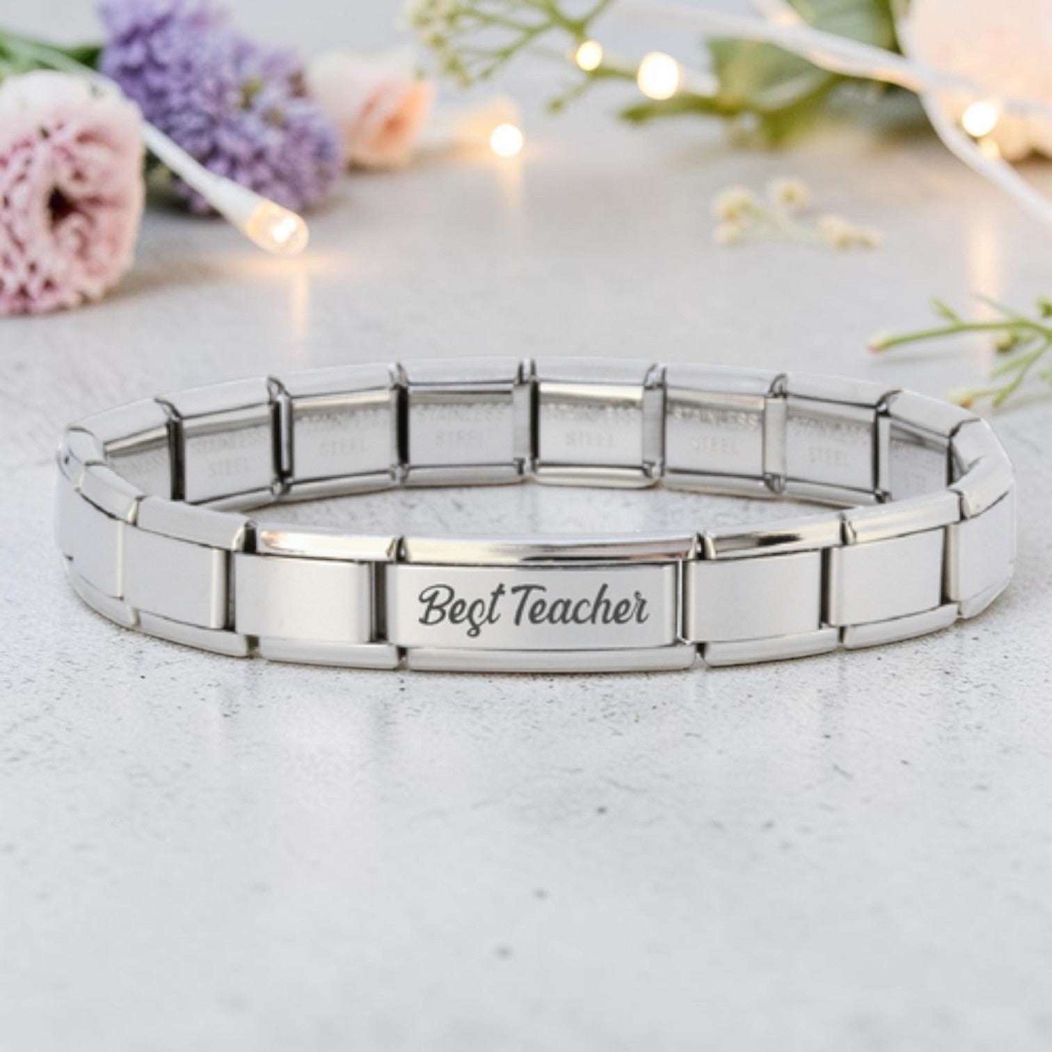 9mm Superlink Engraved Teacher Italian Charm Bracelet 2