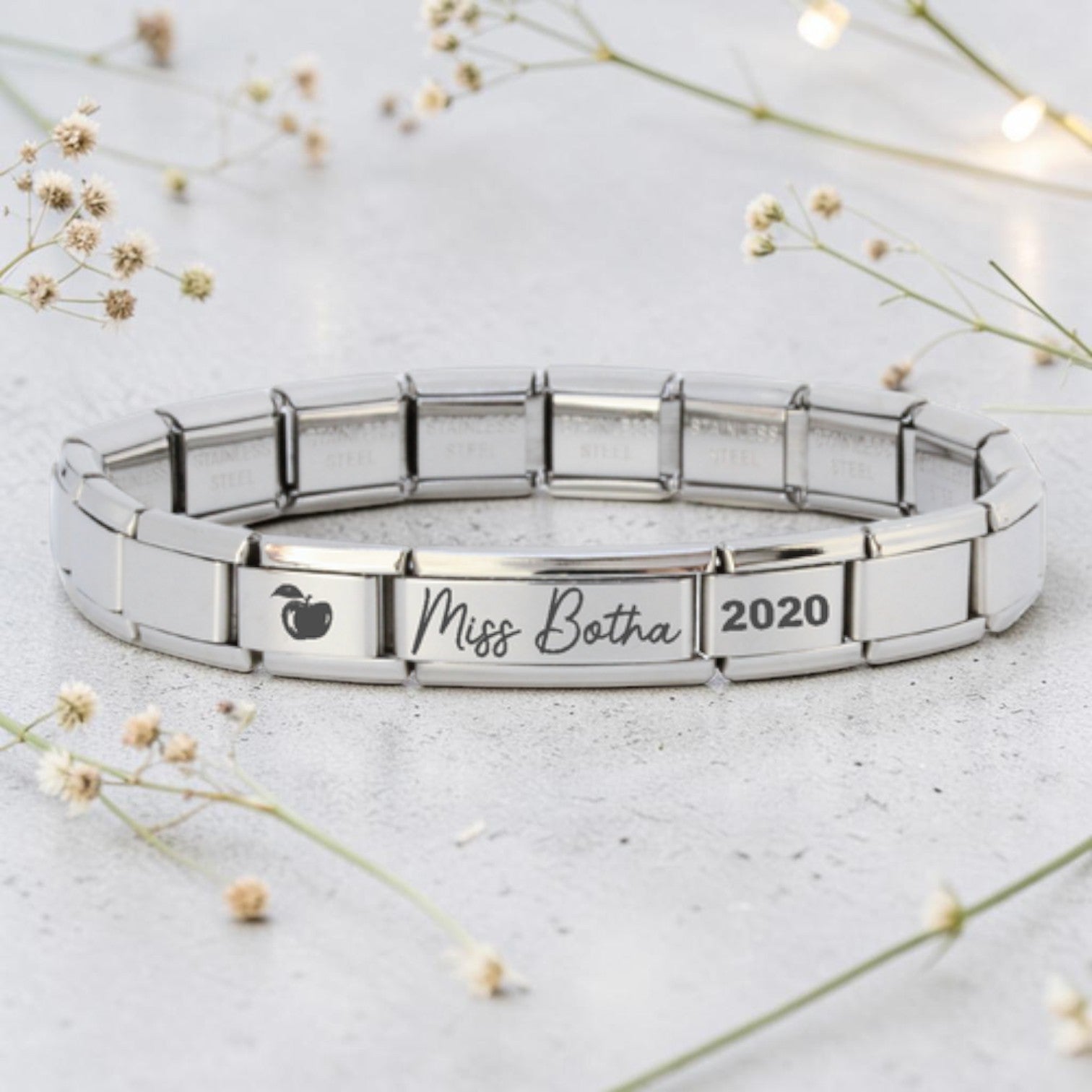 9mm Superlink Engraved Teacher Italian Charm Bracelet