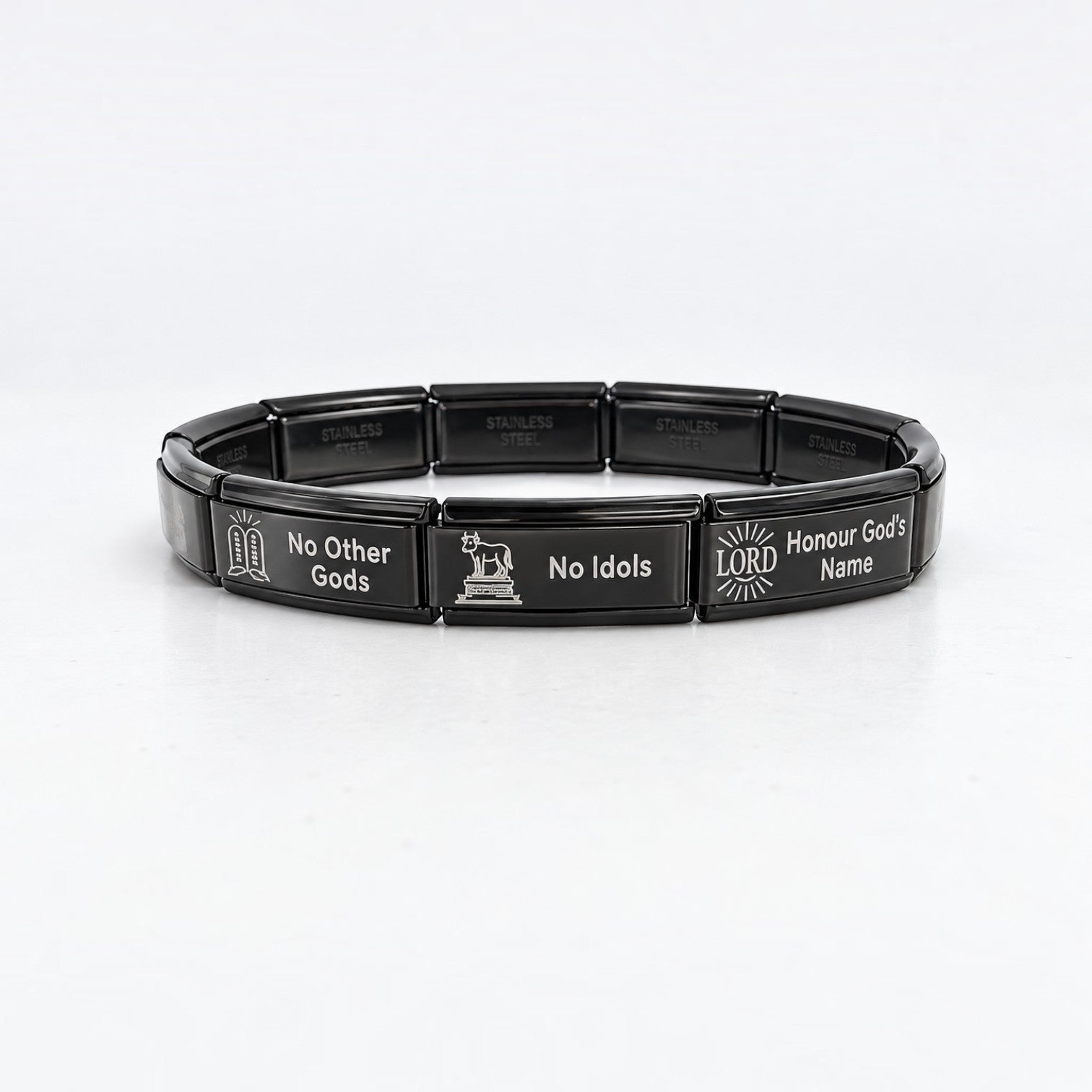 9mm Superlink Italian Charm Bracelet - 10 Commandments