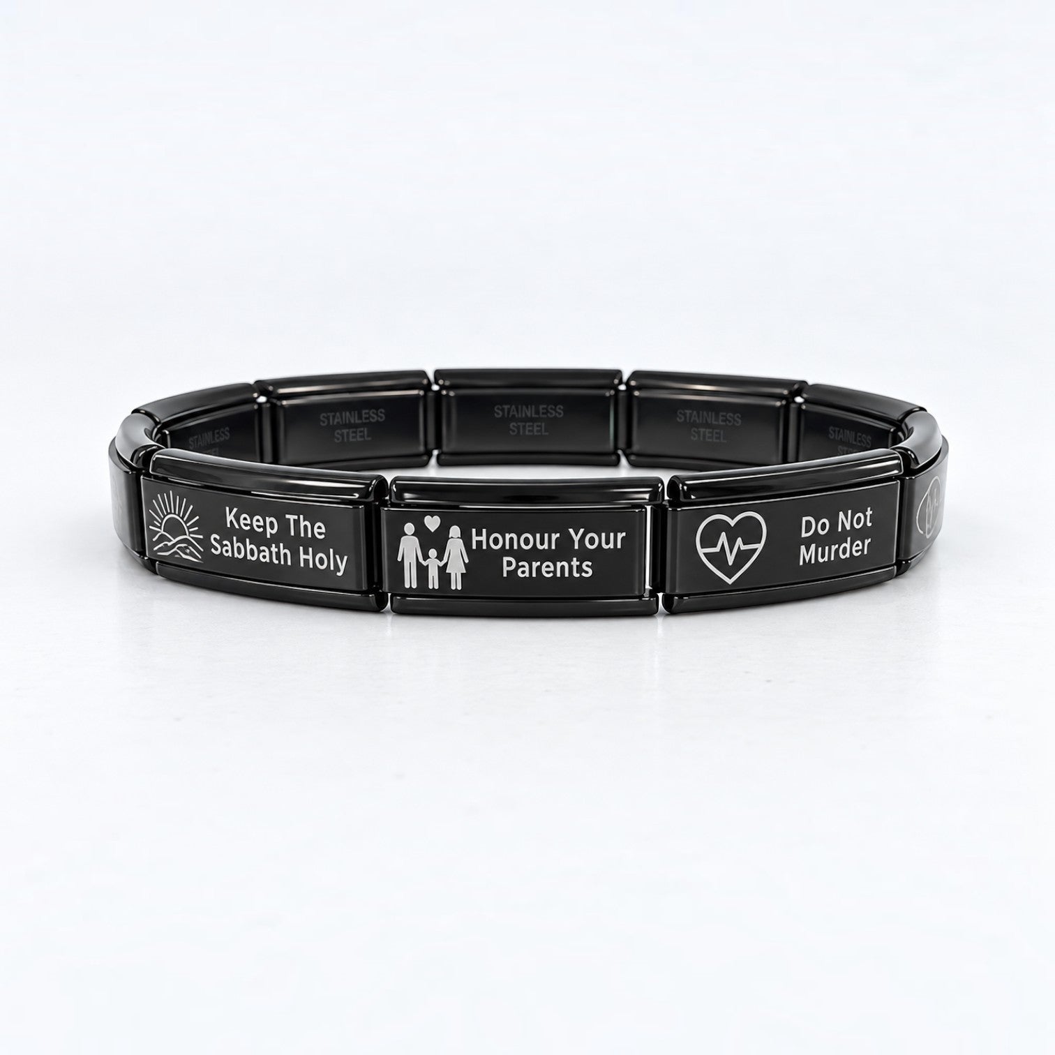 9mm Superlink Italian Charm Bracelet - 10 Commandments