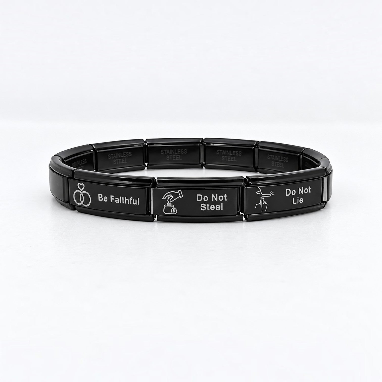 9mm Superlink Italian Charm Bracelet - 10 Commandments