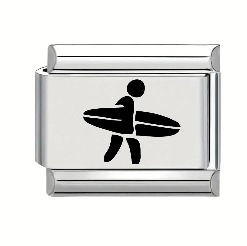 9mm Laser Engraved Charm - Surfing