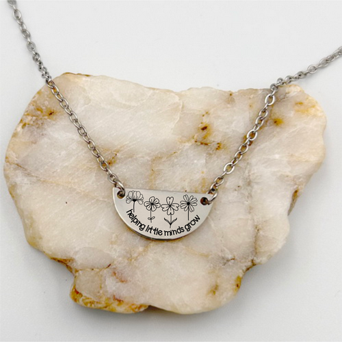 Semi-Circle Wildflower Teacher Necklace