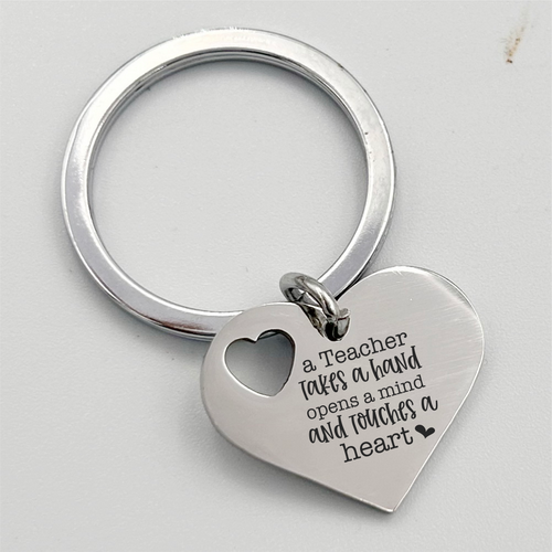 Teacher Heart Keyring (Optional engraving on back)