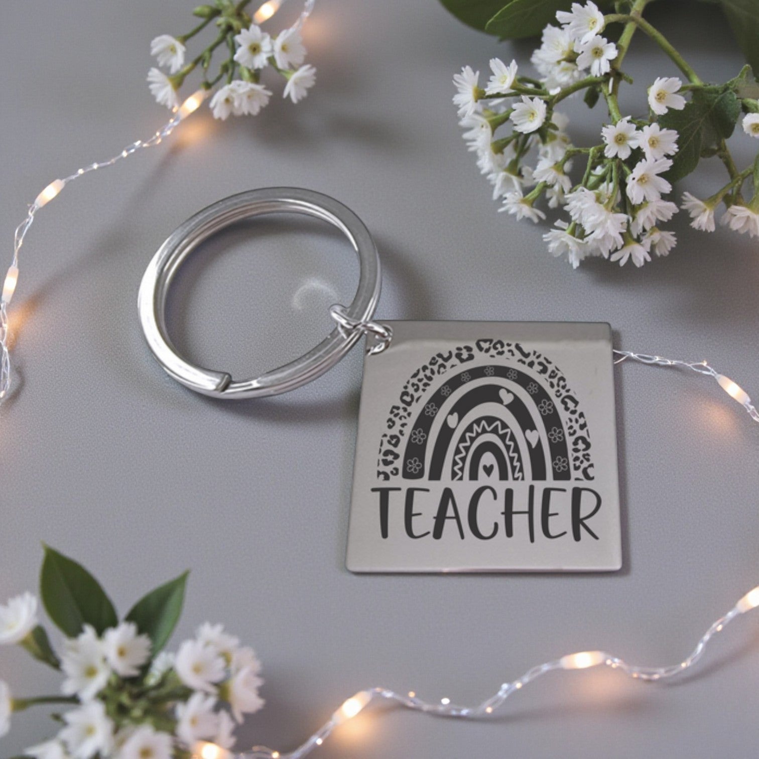 Rainbow Teacher Keyring