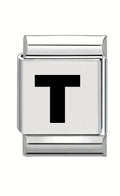 13mm Laser Italian Charm - Plain Letter T