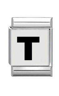 13mm Laser Italian Charm - Plain Letter T