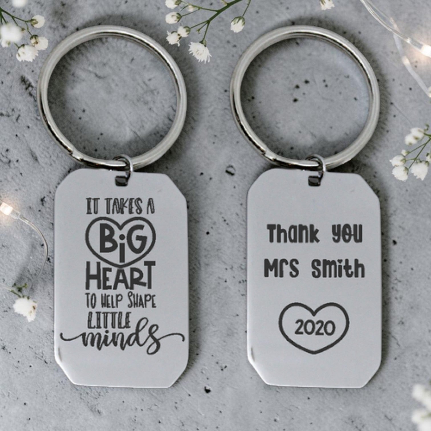 Teacher Engraved Keyring - Big Heart