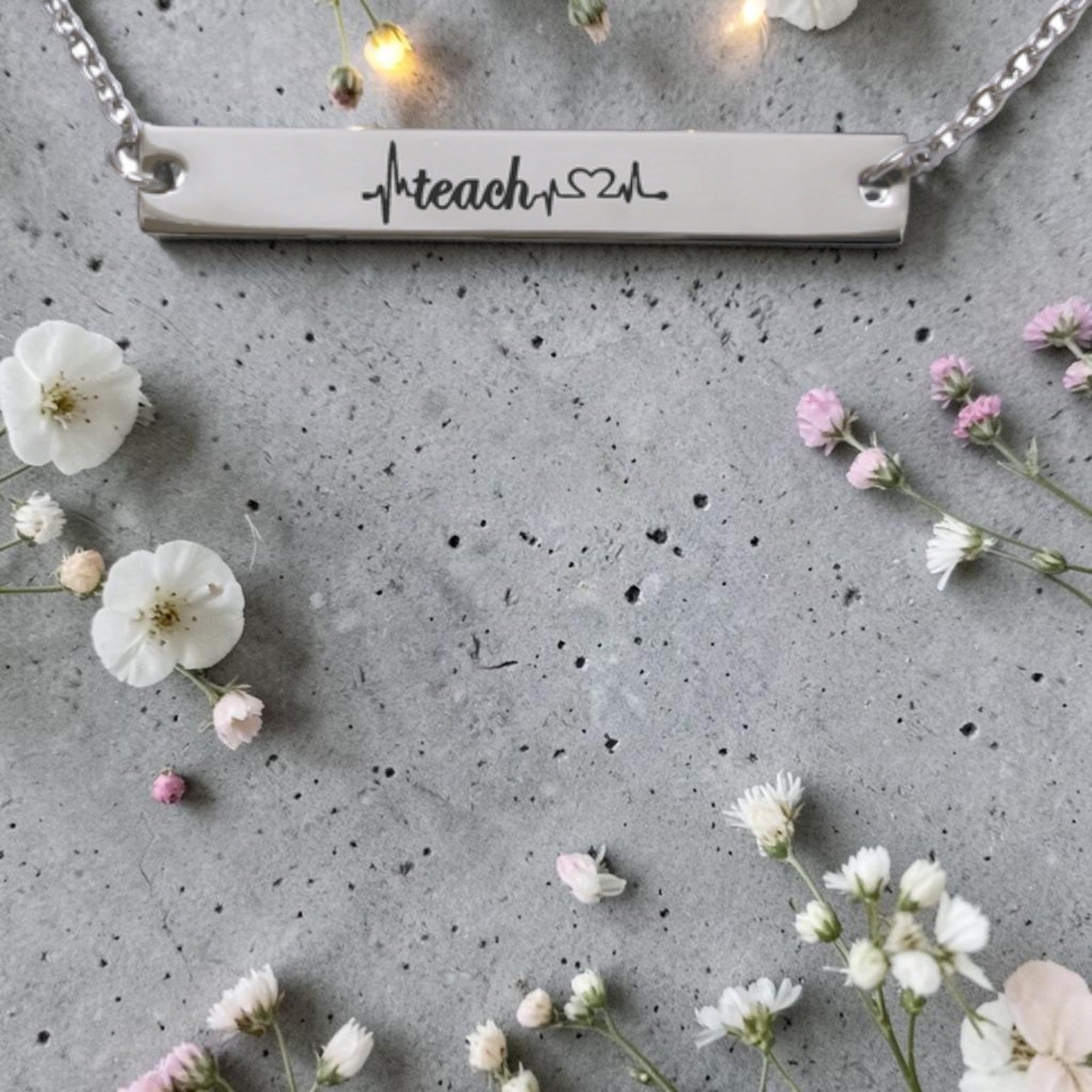 Teacher Life Horizontal Bar Pendant & Chain