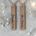 Teacher Life Vertical Bar Pendant & Chain Front & Back Engraving