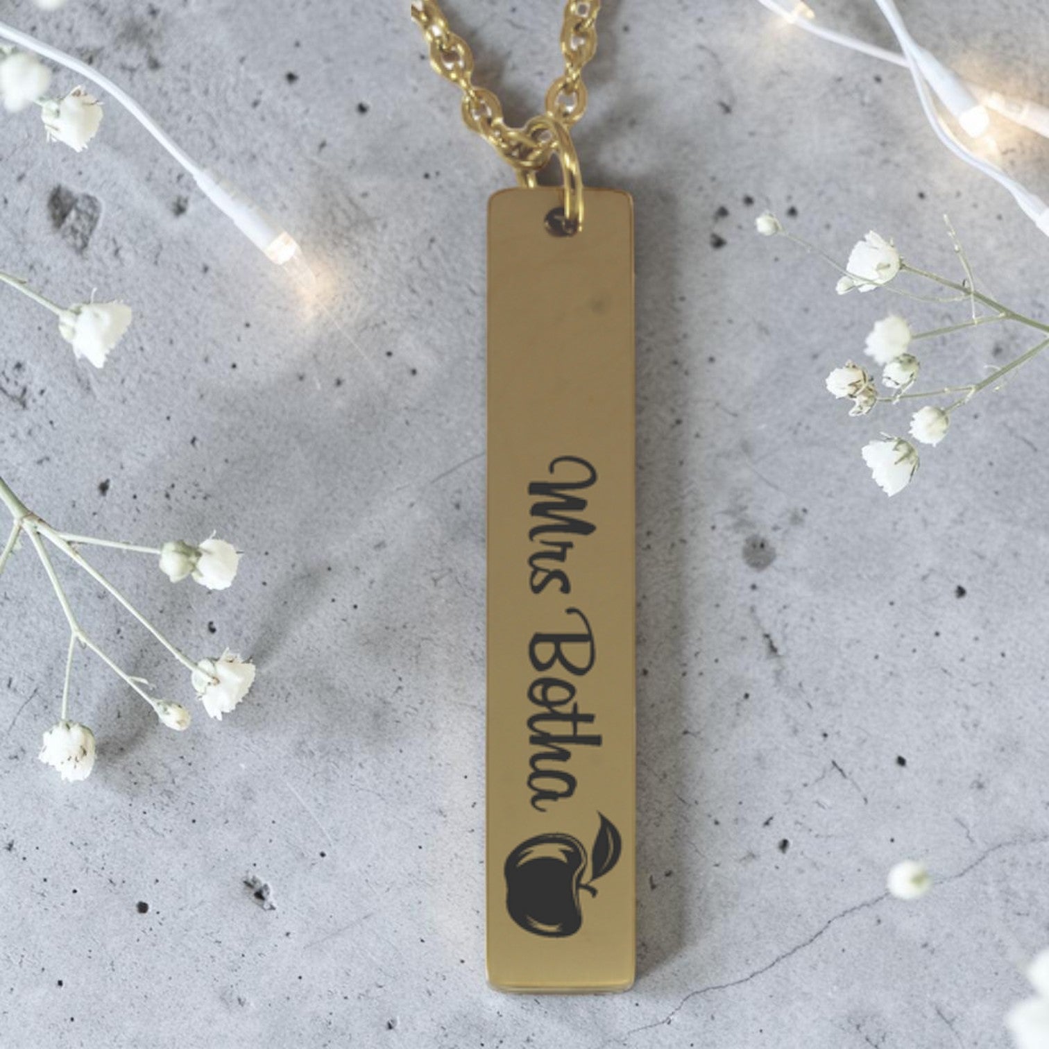Teacher Vertical Bar Pendant & Chain