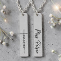 Teacher Vertical Bar Pendant & Chain Front & Back Engraving