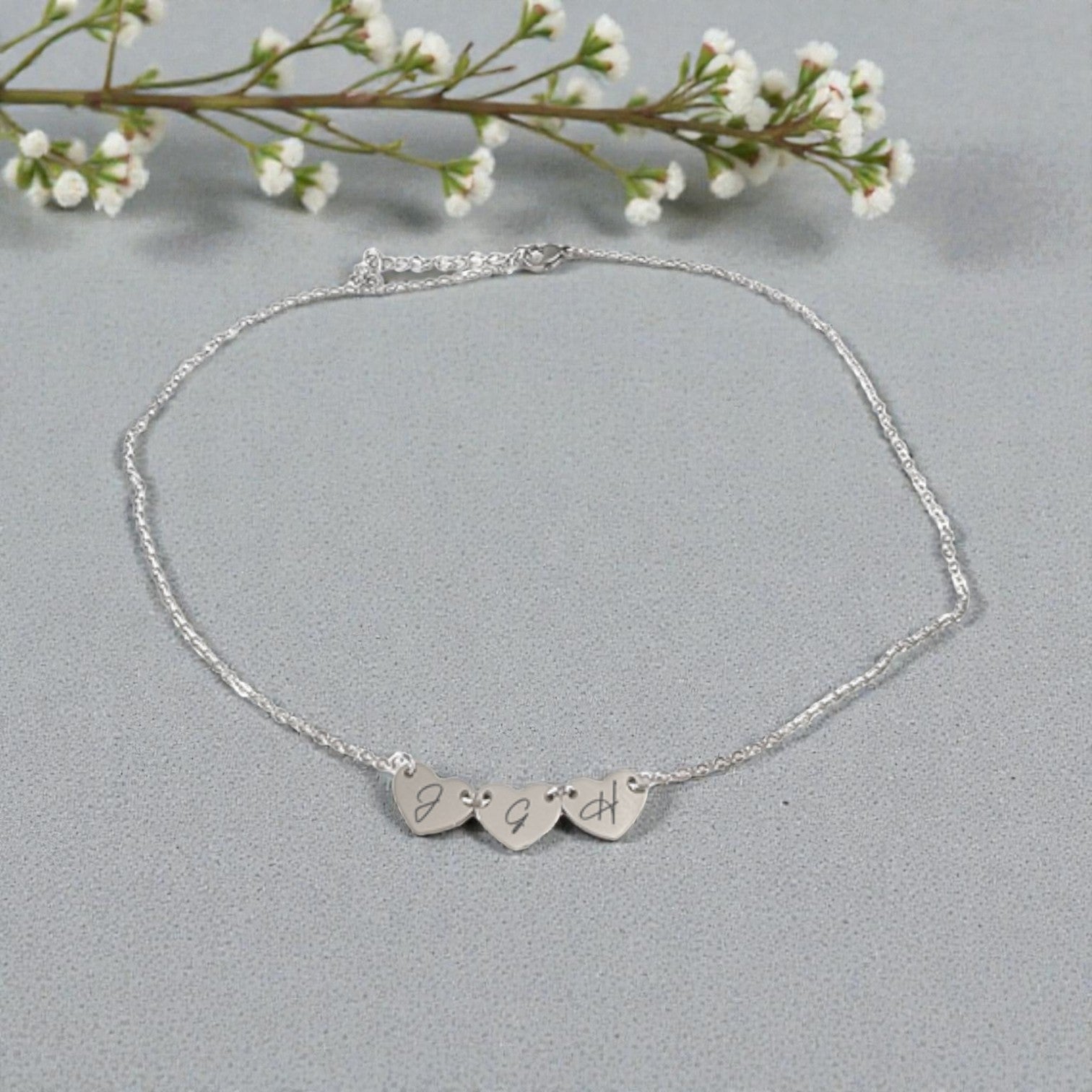 Personalized Three Hearts Stainless Steel Necklace