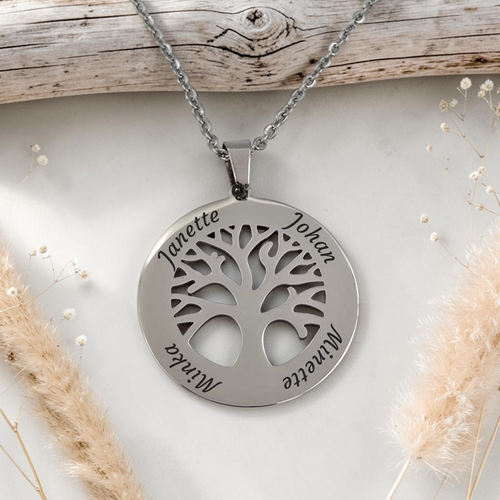 Custom Engraved Tree of Life Pendant and Chain