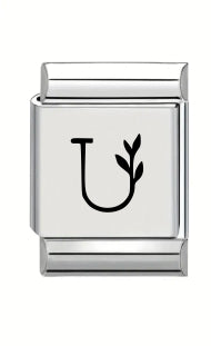 13mm Laser Italian Charm - Letter U