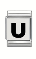 13mm Laser Italian Charm - Plain Letter U