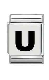 13mm Laser Italian Charm - Plain Letter U