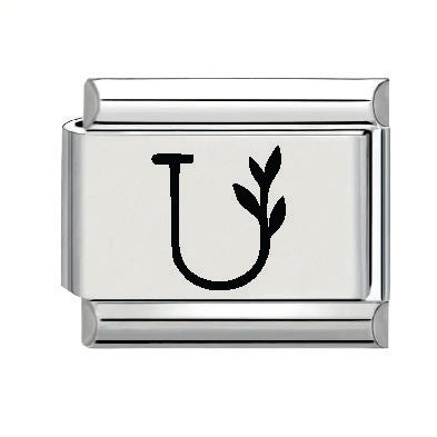 9mm Laser Italian Charm - Letter U