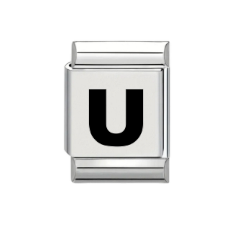 13mm Laser Italian Charm - Plain Letter U