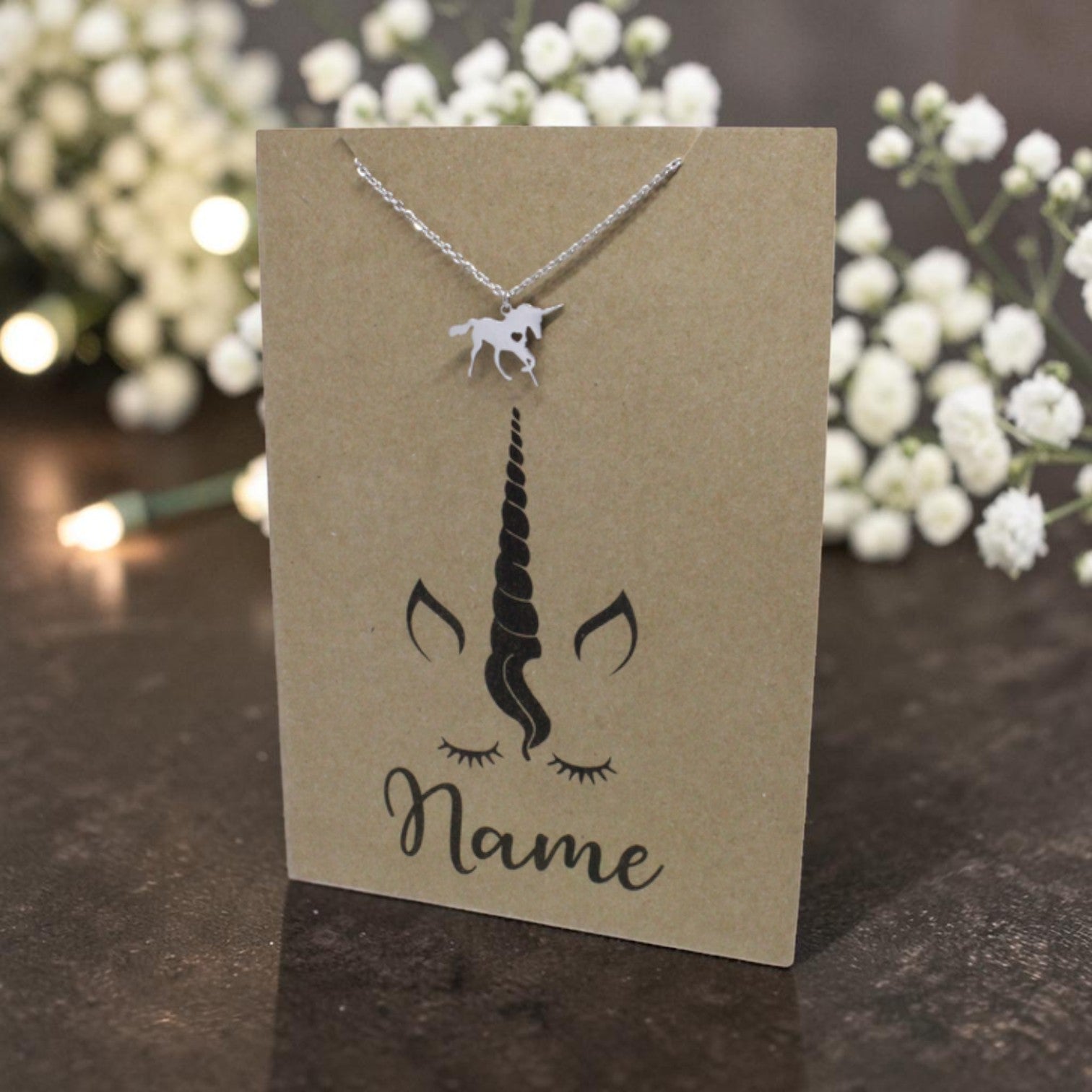 Unicorn Pendant & Chain - Card 182 (Click to personalize card)