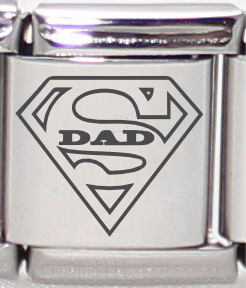 13mm Laser Engraved Charm - Super Dad