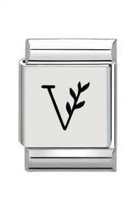 13mm Laser Italian Charm - Letter V