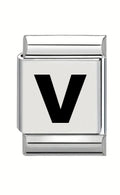 13mm Laser Italian Charm - Plain Letter V