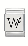 13mm Laser Italian Charm - Letter W