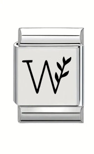 13mm Laser Italian Charm - Letter W