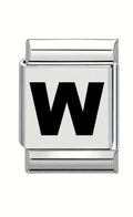 13mm Laser Italian Charm - Plain Letter W