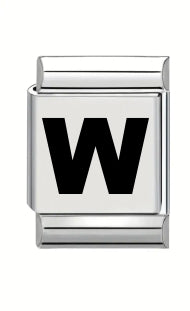 13mm Laser Italian Charm - Plain Letter W