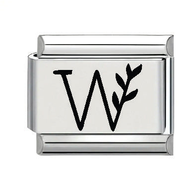 9mm Laser Italian Charm - Letter W