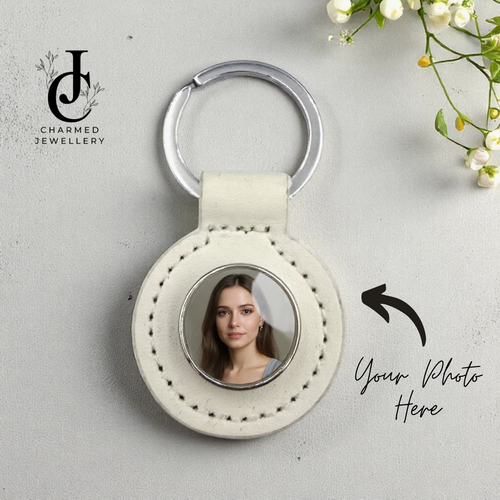 Large Snap Photo Keyring - White