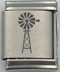 13mm Laser Engraved Charm - Windmill