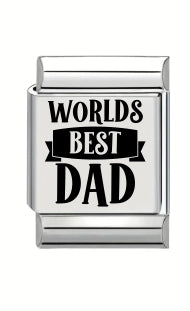 13mm Laser Engraved Charm - World's Best Dad