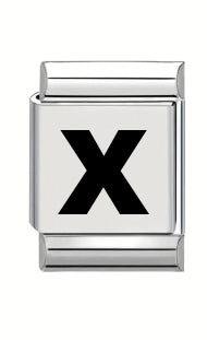 13mm Laser Italian Charm - Plain Letter X