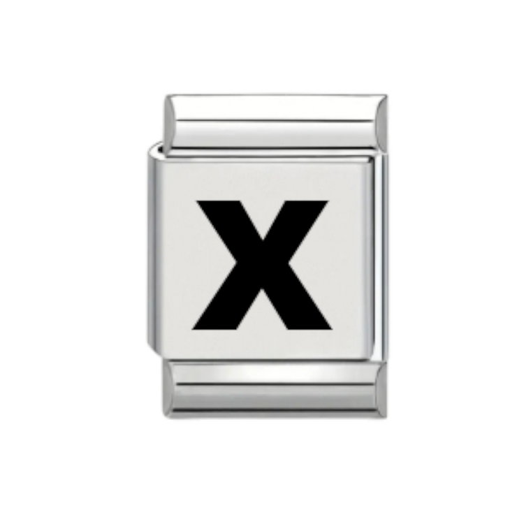 13mm Laser Italian Charm - Plain Letter X