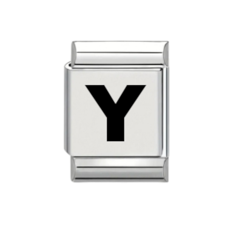 13mm Laser Italian Charm - Plain Letter Y
