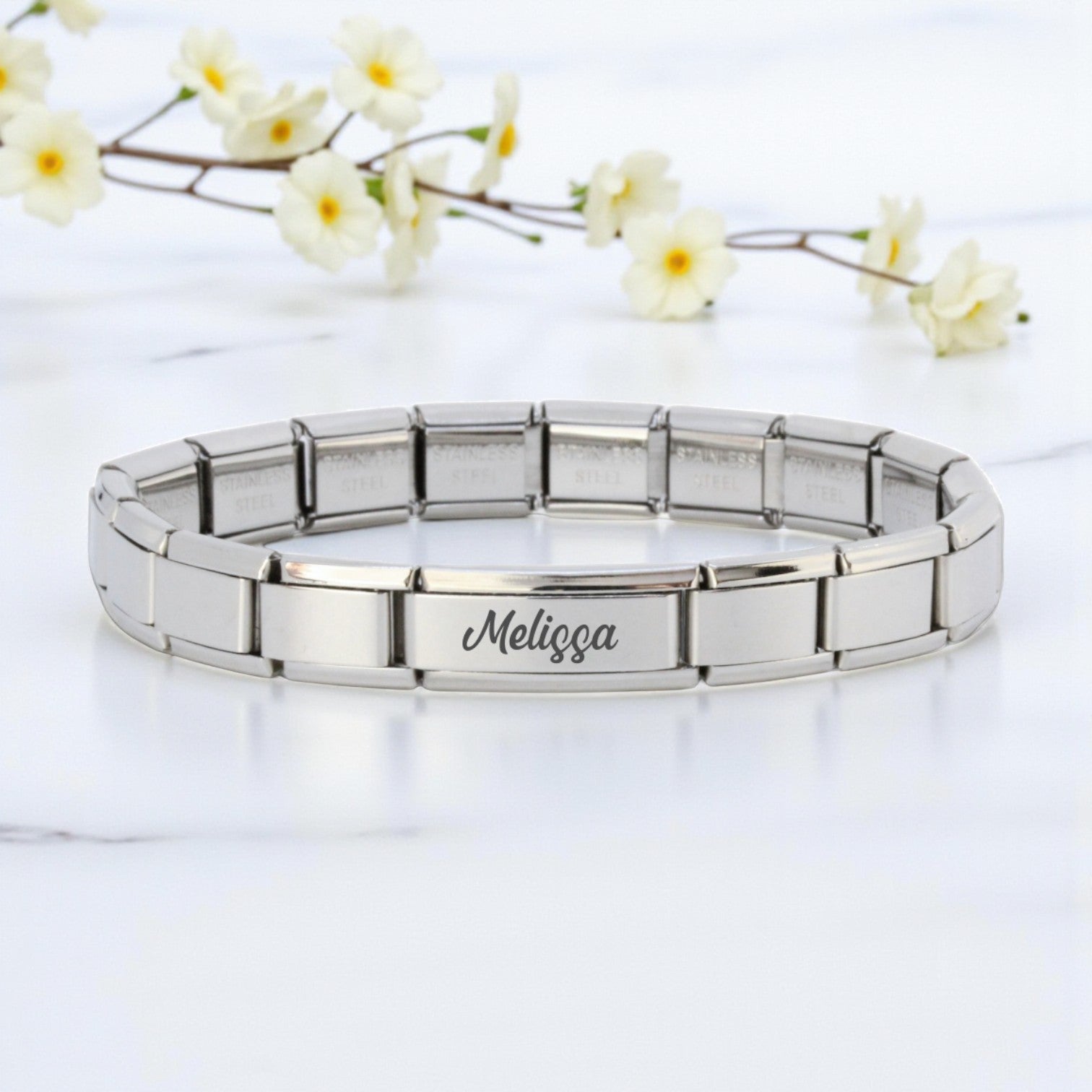 9mm Superlink Engraved Italian Charm Bracelet