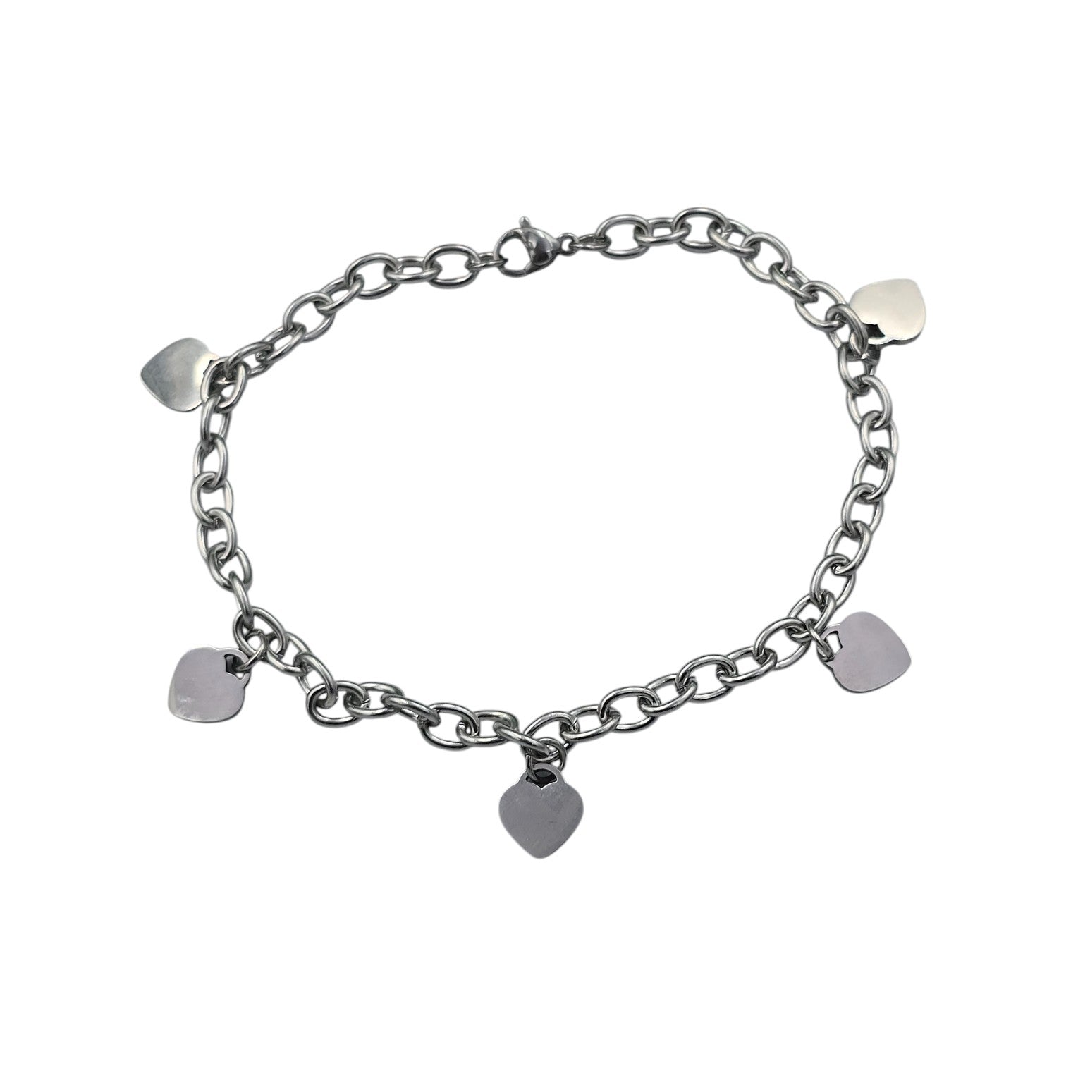 Stainless Steel Personalized Small Heart Charm Bracelet