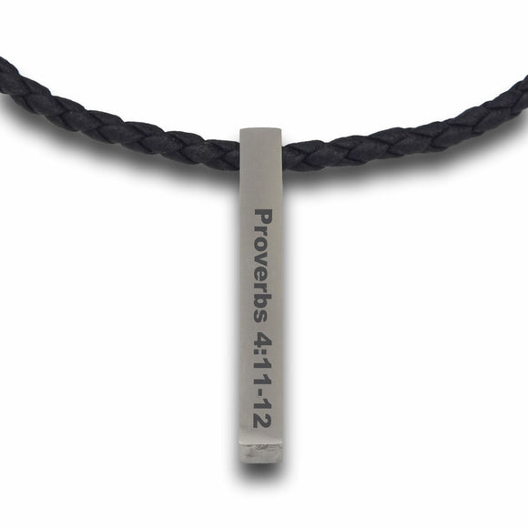 Custom Engraved Bar Pendant and Cord Necklace