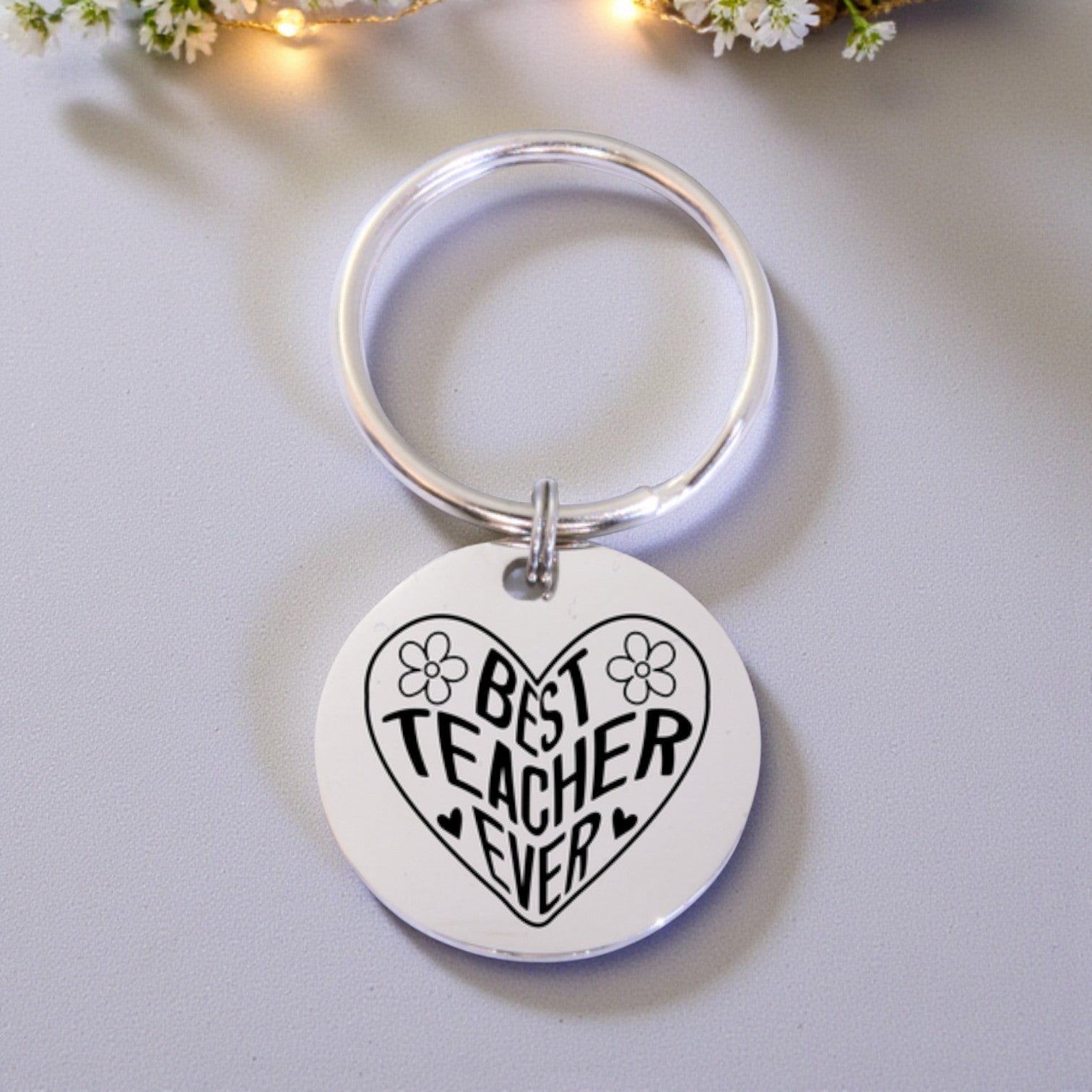 Best Teacher Ever Keyring (Optional engraving on back)