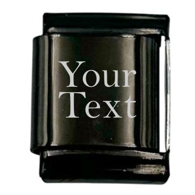 13mm Black Plated Engraved Name/Word Italian charm