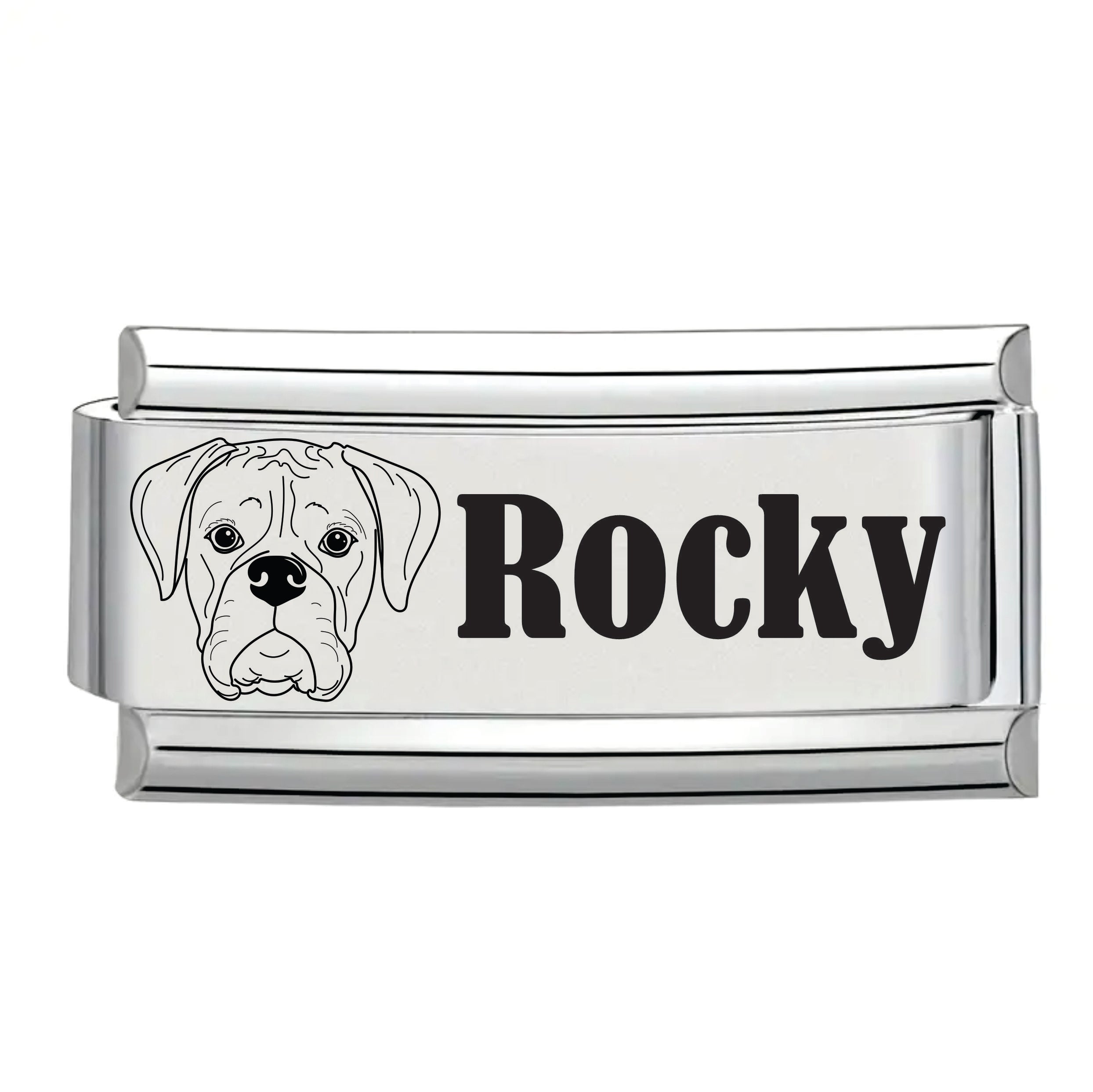 9mm Dog Engraved Personalized Superlink Italian charm