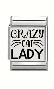13mm Laser Engraved Charm - Crazy Cat Lady